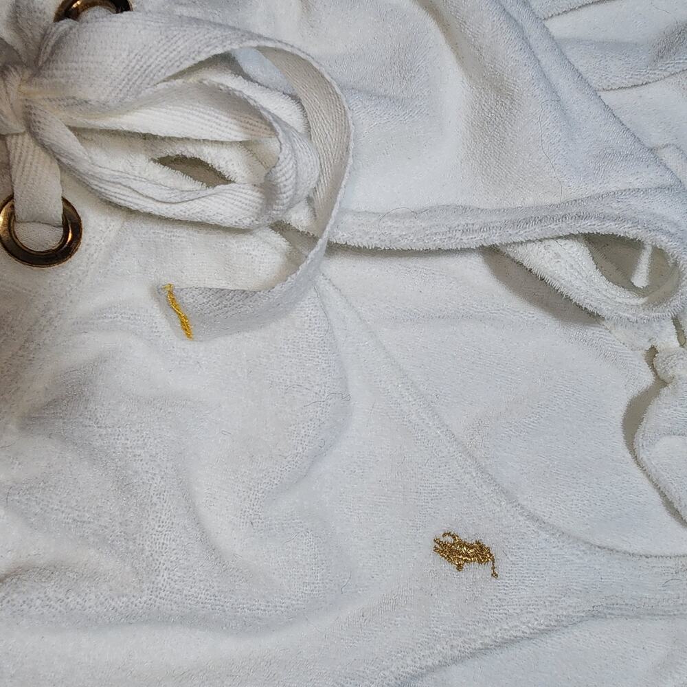 RALPH LAUREN sz L White Terry Cloth Halter Cover Up Dress Gold Pony - Picture 11 of 12